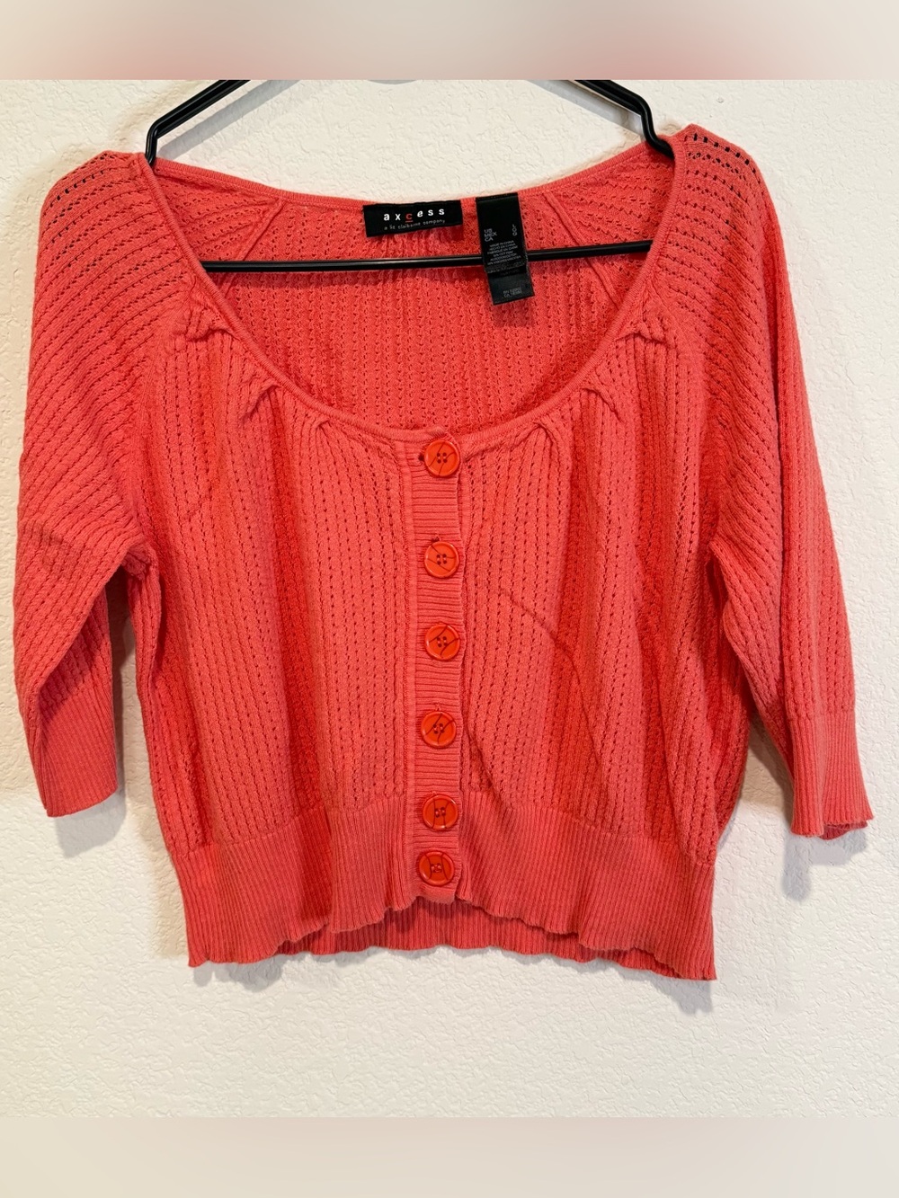 Axcess Coral Button-Front Lightweight Knit Top